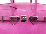 Hermes Birkin 25 Pink Chevre Mysore Red Interior Palladium Handbag Do0925lirxzde