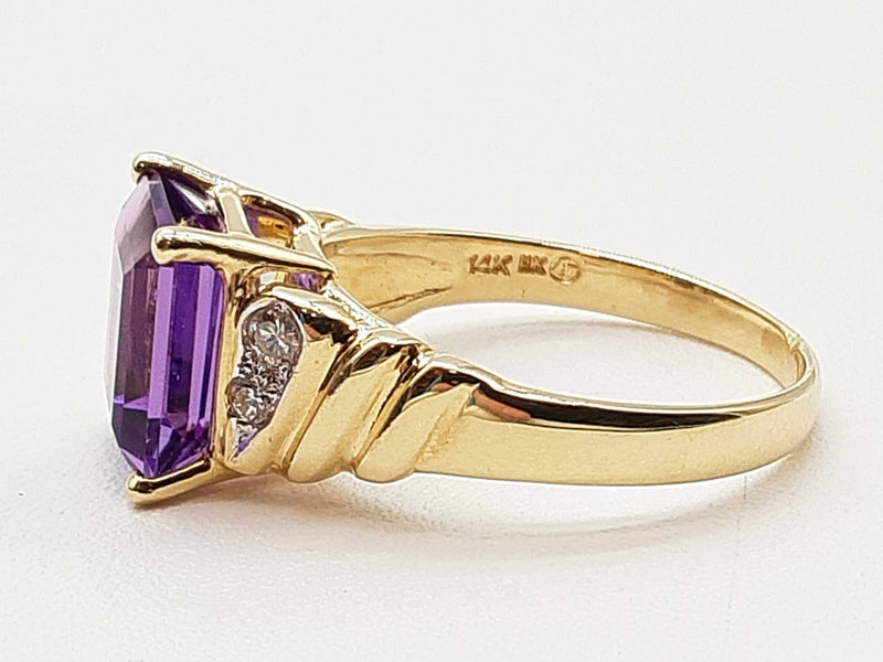 Emerald Cut Amethyst 14k Yellow Gold 4.2g Ring Size 6.5 Do0825oxzde