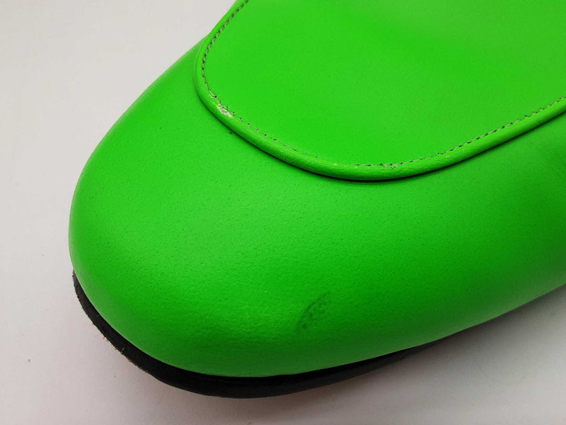 Gucci Princetown Neon Green Leather Fur Loafers Size Gucci 11 Mens Do0925oorde