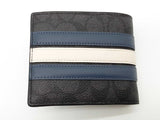 Coach 3 In 1 Gray Signature Canvas Varsity Strips Bifold Wallet Do0926orde