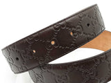 Gucci Guccissima 40mm Dark Brown Leather Belt & Gg Buckle Size 40 Fw0326llrdu