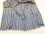 Louis Vuitton Monogram Madras Etoile Blue Brown Plaid Cotton Scarf Do1225wxzde