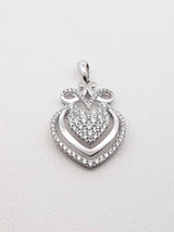 0.87 Cttw Diamond & 18k White Gold Heart Pendant 2 Grams Fw0825lwxdu