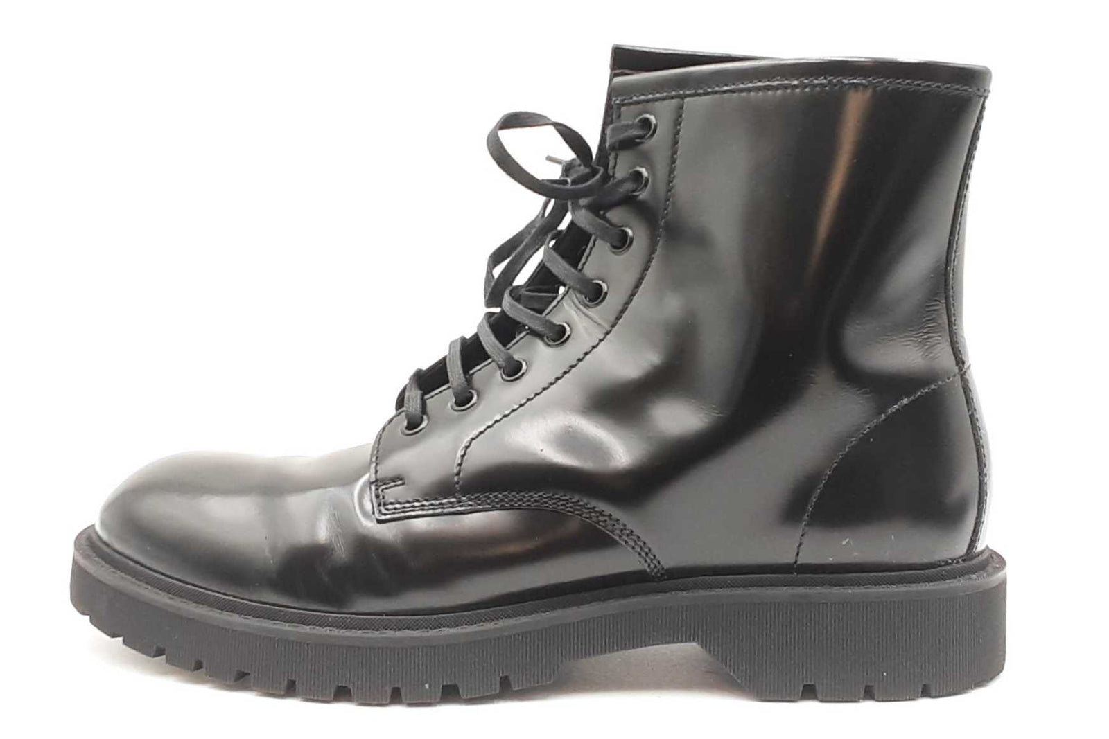 Yves Saint Laurent Black Leather Combat Army Boots Size 44 