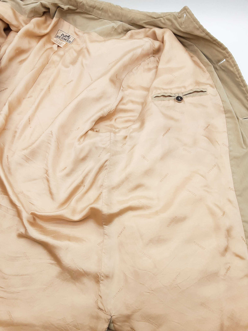 Hermes Khaki Tan Quilted Trench Coat Size 56 Do0625rxzde