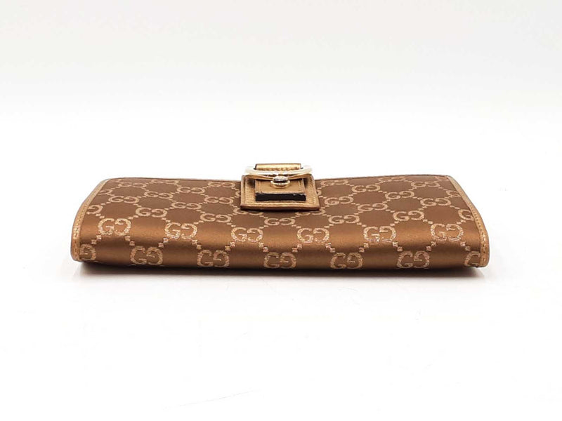 Gucci Timeless Gg Supreme Bronze & Gold Canvas Continental Wallet Fw0725crdu