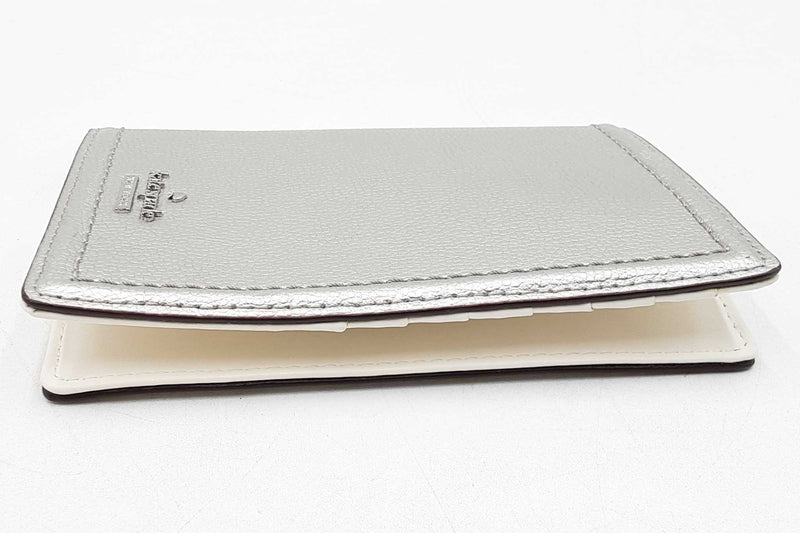 Kate Spade Silver Metallic Leather Passport Holder Wallet Eb1025lrdu