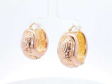 18k Two-tone Rose & Yellow Gold Puffy Filigree Hoop Earrings 6.6 Grams Fw00826rxzdu