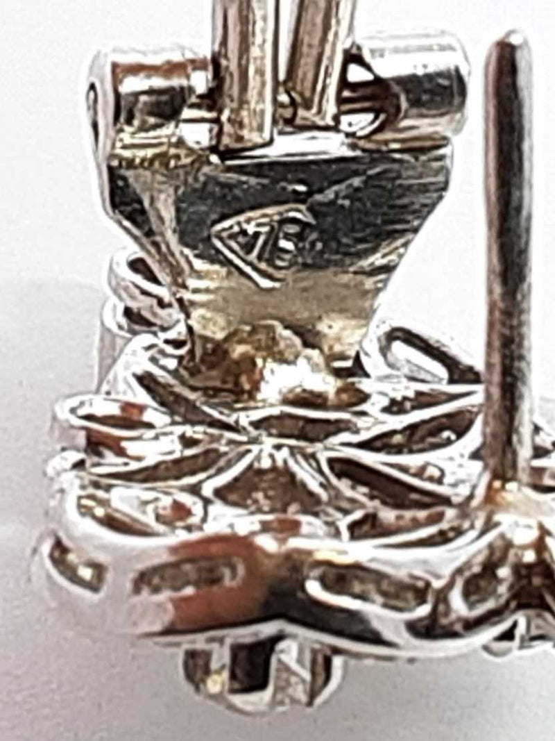 0.88 Cttw Diamond & 18k White Gold Cluster Earrings 8.6 Grams Fw0925llxzdu