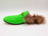 Gucci Princetown Neon Green Leather Fur Loafers Size Gucci 11 Mens Do0925oorde