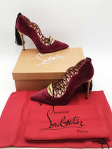 Christian Louboutin Hot Chick Kiss Burgundy Velvet Pumps Size 38 Eb0526oxzsa