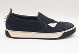 Fendi Monster Navy Blue Suede Slip On Sneakers Size 11 Eb0925ocrde