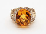 Oval Cut Citrine 14k Yellow Gold 12.1g Ring Size 7 Do0526rxzde