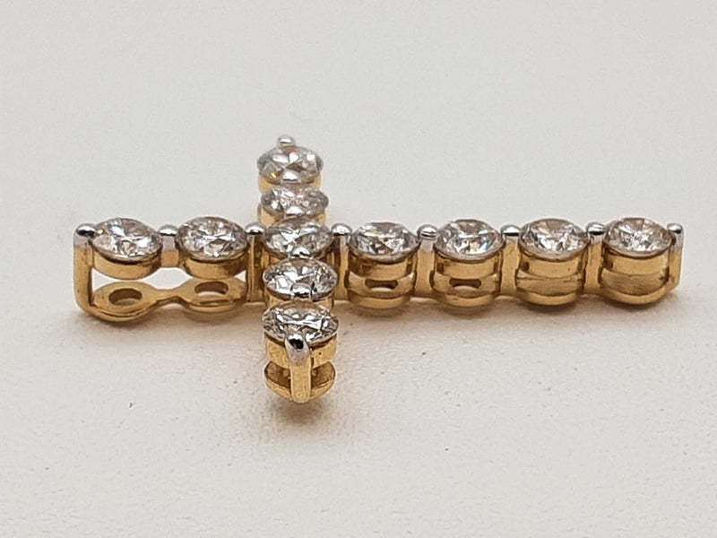 0.98 Cttw Lab Grown Diamonds 14k Yellow Gold 1.5g Cross Pendant Do0525wwrde