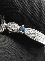 Vera Wang Love 0.88 Cttw Diamond, Sapphire, & 14k White Gold Engagement Ring 5.3 Grams Size 6.25 Fw0726erxdu