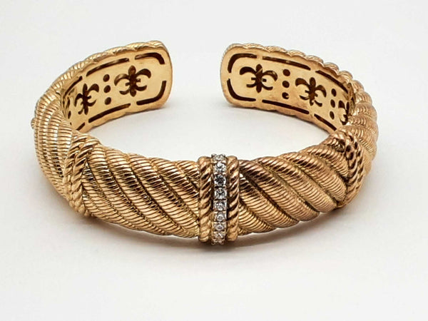 Judith Ripka Gold Plated Silver Cz Cuff Bracelet 7 In Do0124lrxde