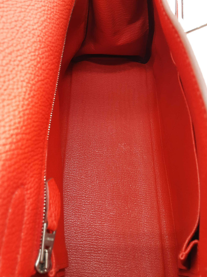 Hermes Kelly 32 Rouge Pivoine Red Orange Togo Palladium Handbag Do0325eexzde