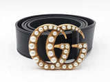 Gucci Marmont Double G Pearl 40mm Belt In Black Leather Size 42 Fw0926lordu