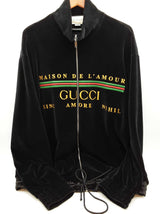 Gucci Maison De L'amour Black Velvet Zipper Sweater Size Xxl Do0425prxde