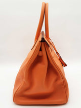Hermes Birkin 35 Orange Swift Palladium Hardware Handbag Do0725irxzde