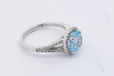 Light Blue Gemstone & Diamond Ring In 14k White Gold 2.7g Size 3.75 Eb0426oixsa