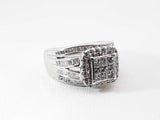 1.12 Cttw Diamond & 10k White Gold Square Halo Ring 5.4g Size 5.5 Fw0826przdu