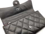 Chanel Timeless Classic Black Quilted Caviar Leather Long Wallet Do0825lrxde