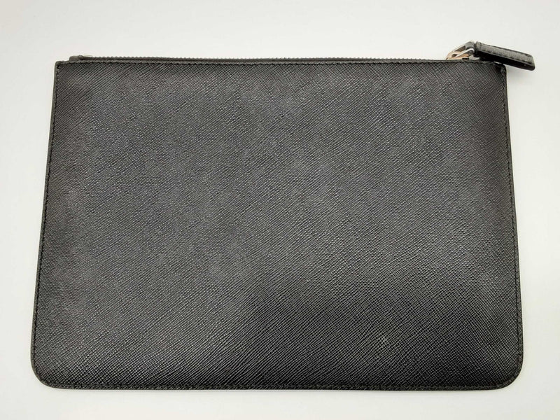 Prada Black Saffiano Leather Zip Clutch Do0125lrxde