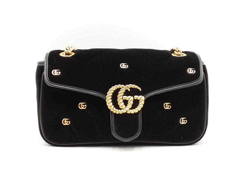 Gucci Gg Matelassé Small Quilted Black Velvet Shoulder Bag Fw0225lpzxdu