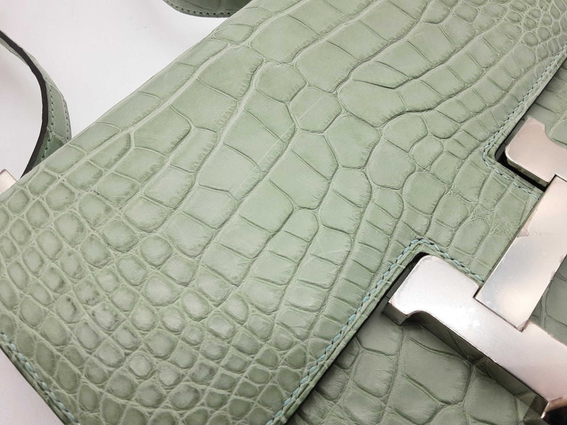 Hermes Constance Mini Green Croc Leather Shoulder Bag Dooexzxde 144020004171