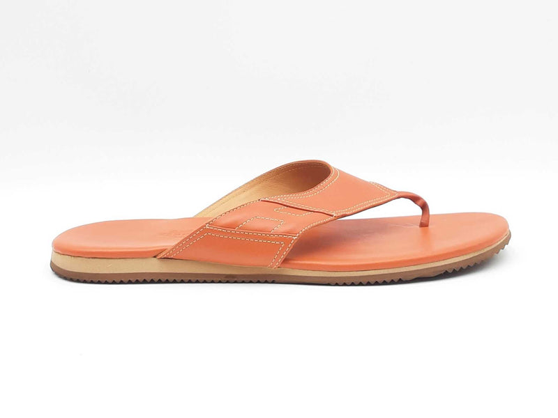 Hermès Thong Sandals In Orange Calfskin Leather Size Eu 45 Us 12 Fw0425pxzdu