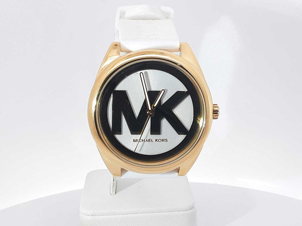 Michael Kors Janelle Mk7141 42mm Watch Gold-tone Case White Strap Sd1025wzsa