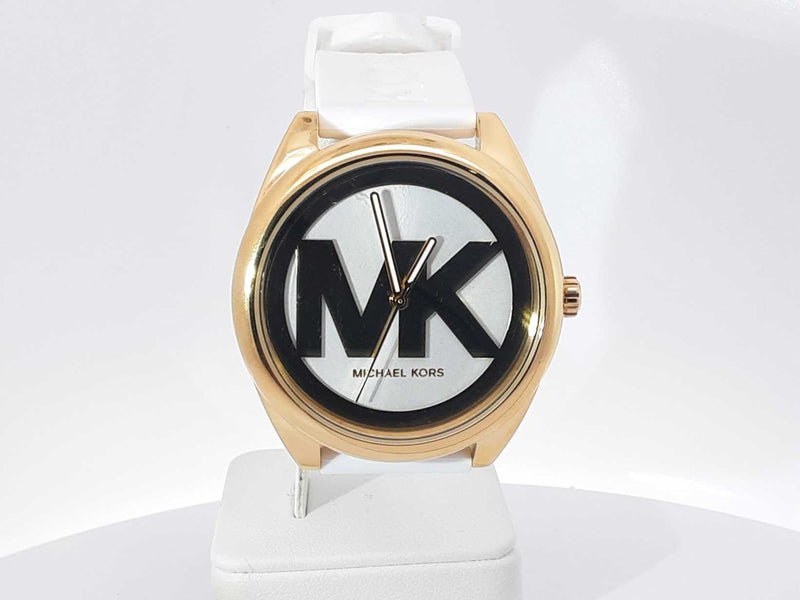 Michael Kors Janelle Mk7141 42mm Watch Gold-tone Case White Strap Sd1025wzsa