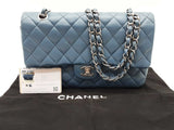 Chanel Medium Classic Double Flap Blue Quilted Leather Bag Do0825ixzxde
