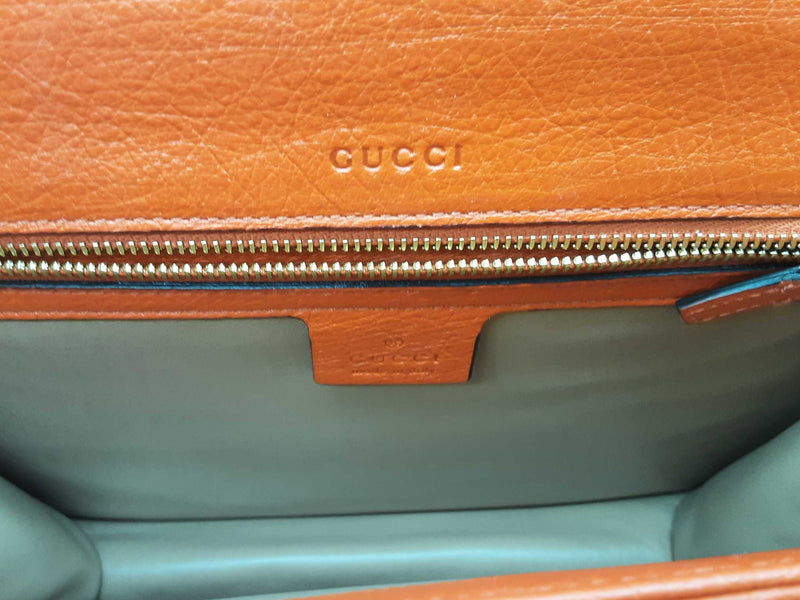 Gucci Sylvie 1969 Blood Orange Ostrich Leather Top Handle Bag Sd0925oozxde