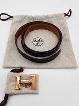 Hermes Noir Black Swift Gold Epsom Reversible Belt Gold H Buckle Do0526loxde