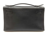 Hermes Kelly Pochette Noir Black Swift Leather Gold Hardware Clutch Do726lixzxde