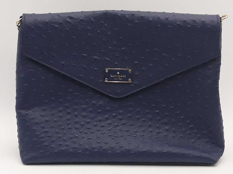 Kate Spade Leena La Vita Ostrich Shoulder Bag Blue Aa1025orsa