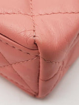 Chanel Mini Nano Shopper Bag In Shiny Coral Pink Aged Calfskin Fw1026lexzdu
