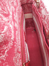 Christian Dior Lady D-lite Pink & White Embroidered Top Handle Bag Eb1225oxxzde
