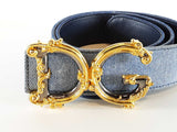 Dolce & Gabbana Dg Girls Belt In Denim And Barocco Buckle Size 85/34 Fw1125orxde