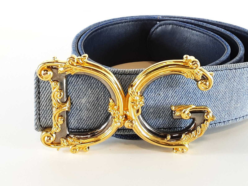 Dolce & Gabbana Dg Girls Belt In Denim And Barocco Buckle Size 85/34 Fw1125orxde