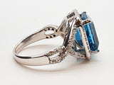 Blue Topaz 14k White Gold 5.3g Ring Size 4.75 Do0826prxde
