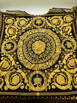 Versace Floral Baroque Black Gold Cold Shoulder Poncho Blouse Do0826porde