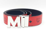 Mcm Shiny Cobalt M Buckle & Claus Reversible Belt In Candy Red Fw0524lxzdu