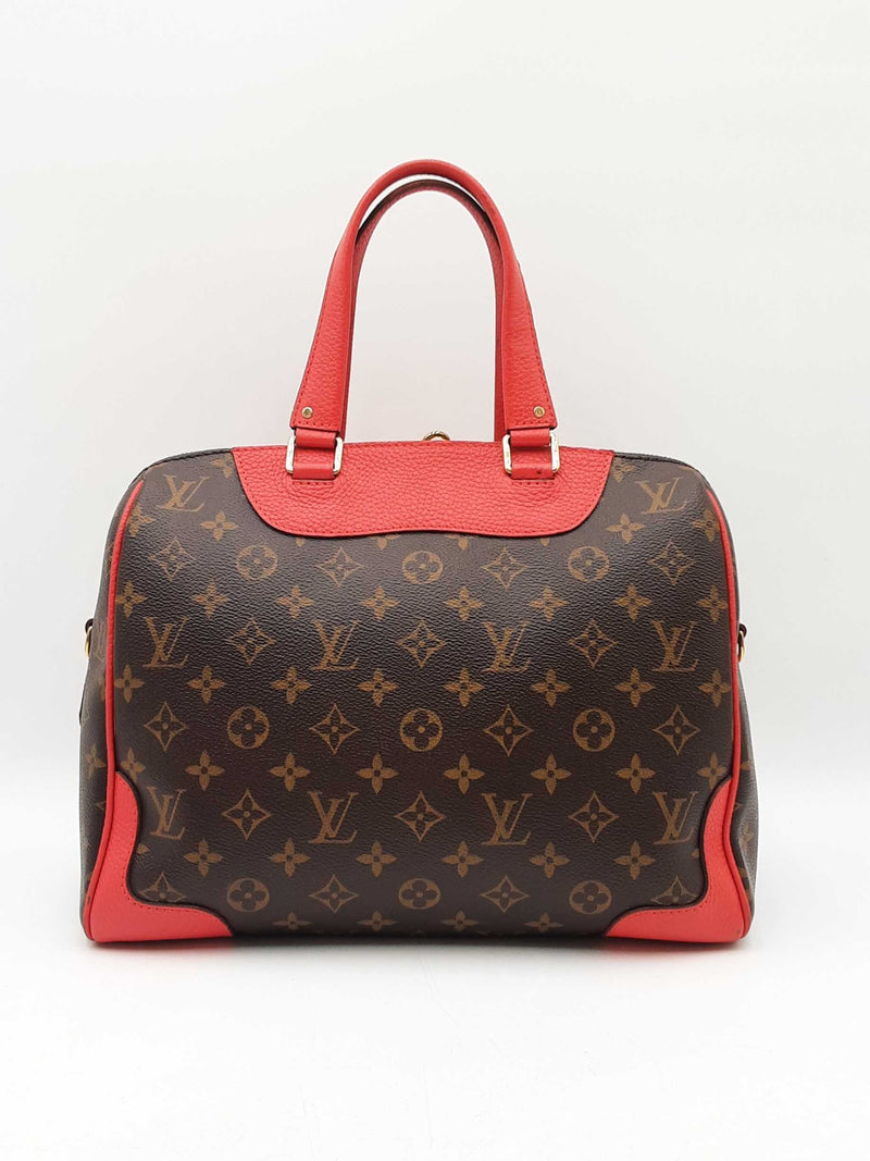 Louis Vuitton Retiro Handbag In Monogram Coated Canvas & Red Leather Fw0625wzxdu
