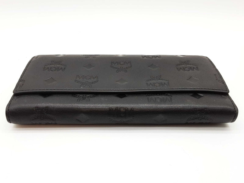 Mcm Black Embossed Logo Leather Continental Trifold Wallet Do0825crde