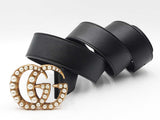 Gucci Marmont Double G Pearl 40mm Belt In Black Leather Size 42 Fw0926lordu
