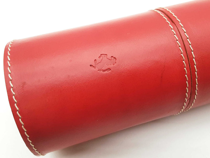 Ferrari Red Leather Wood Tube Collectible Do1025crde