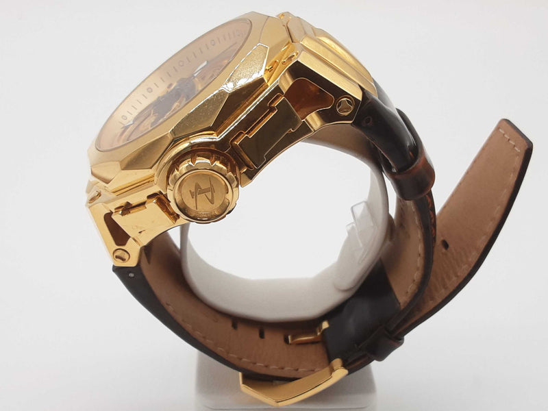 Invicta 52 Reserve Abalone Dial Brown Leather Steel Quartz Watch Do1025lxzde